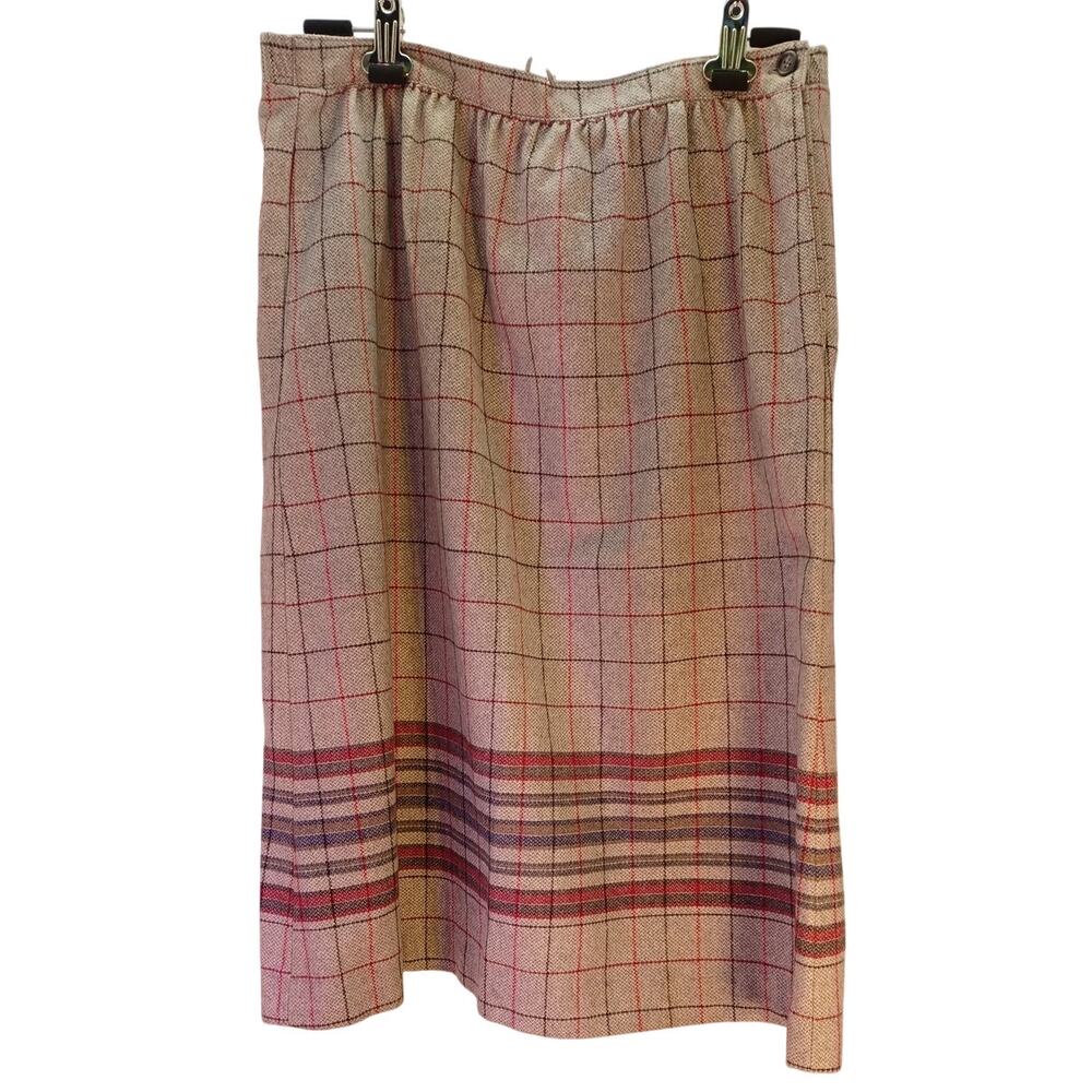 VTG D.K. Gold Donnkenny Women's 12 Wool Blend Plaid Midi Skirt Academia Preppy